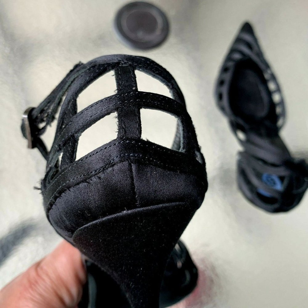 Via Spiga black satin stripe shoes US size 6.5 - Picture 11 of 11